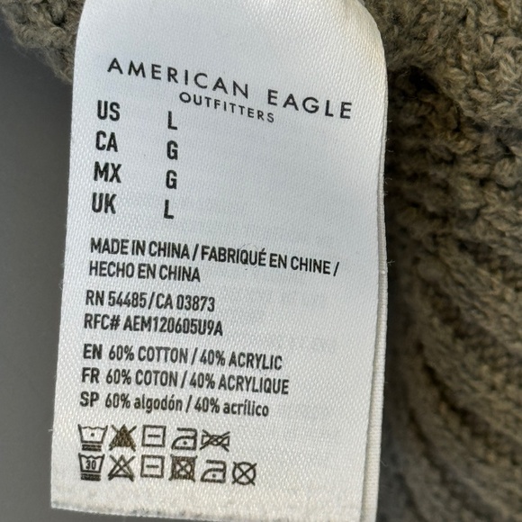 AE | Open Knit Henley Olive Green VSCO Cozy Pullover Sweater - Picture 12 of 14